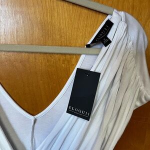 Eloquii White Pleated Wrap Maxi Dress